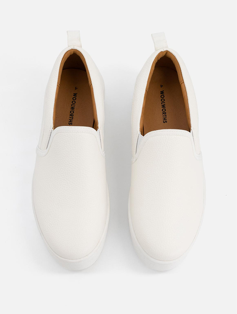 MyRunway | Shop Woolworths White Faux Leather Slip-on Platform